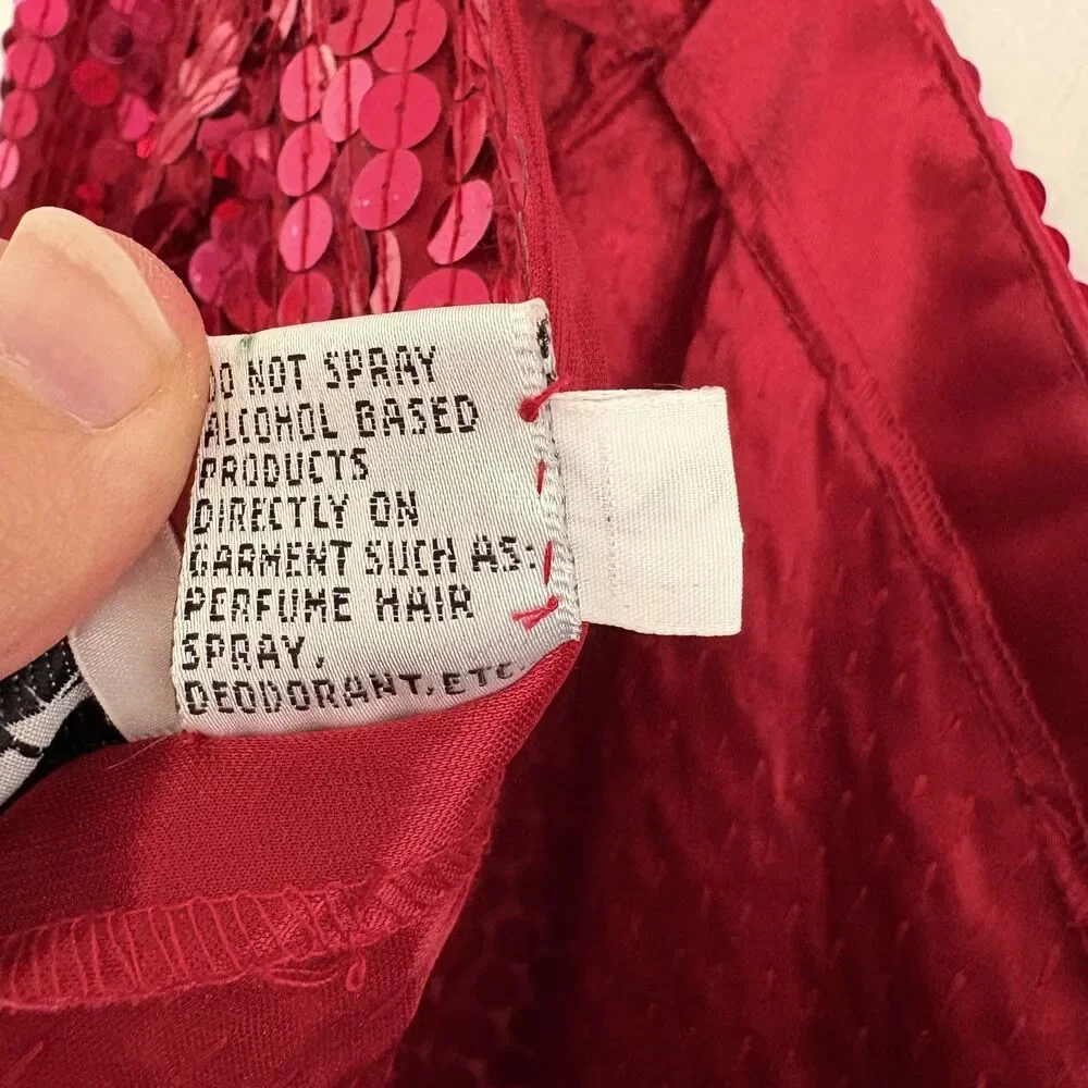 Vintage 80s NITELINE Size 4 Dress Dark Pink Sequins STRETCH Evening Party Club - Picture 8 of 12
